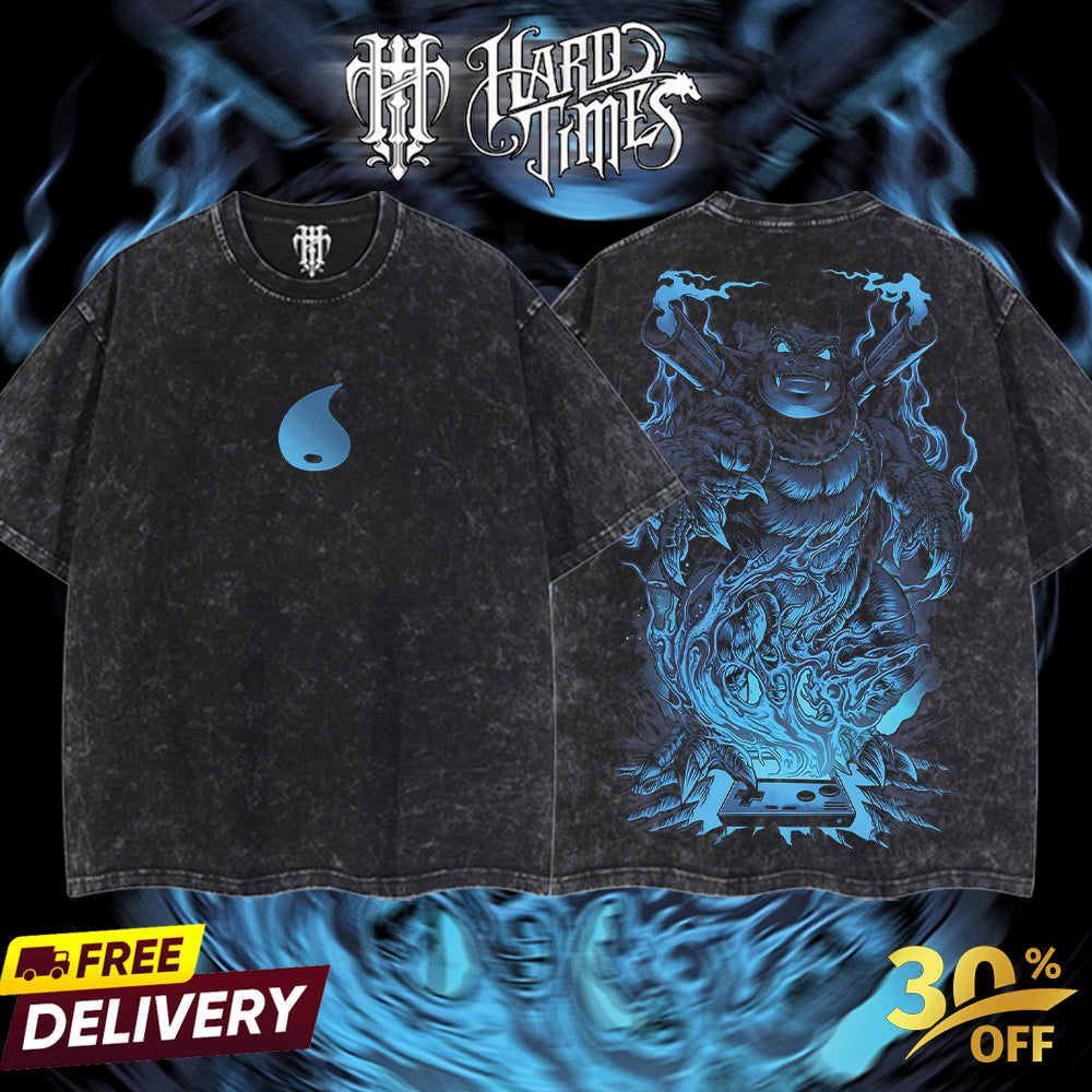 HardTimeClothing - Blastoise Pokemon Retro Vintage Unisex Oversize Anime Manga Acid Washed Heavyweight Cotton T-shirt, Anime Merch, Gift For Anime Fan. Clothes Oversized (Copy) (Copy)