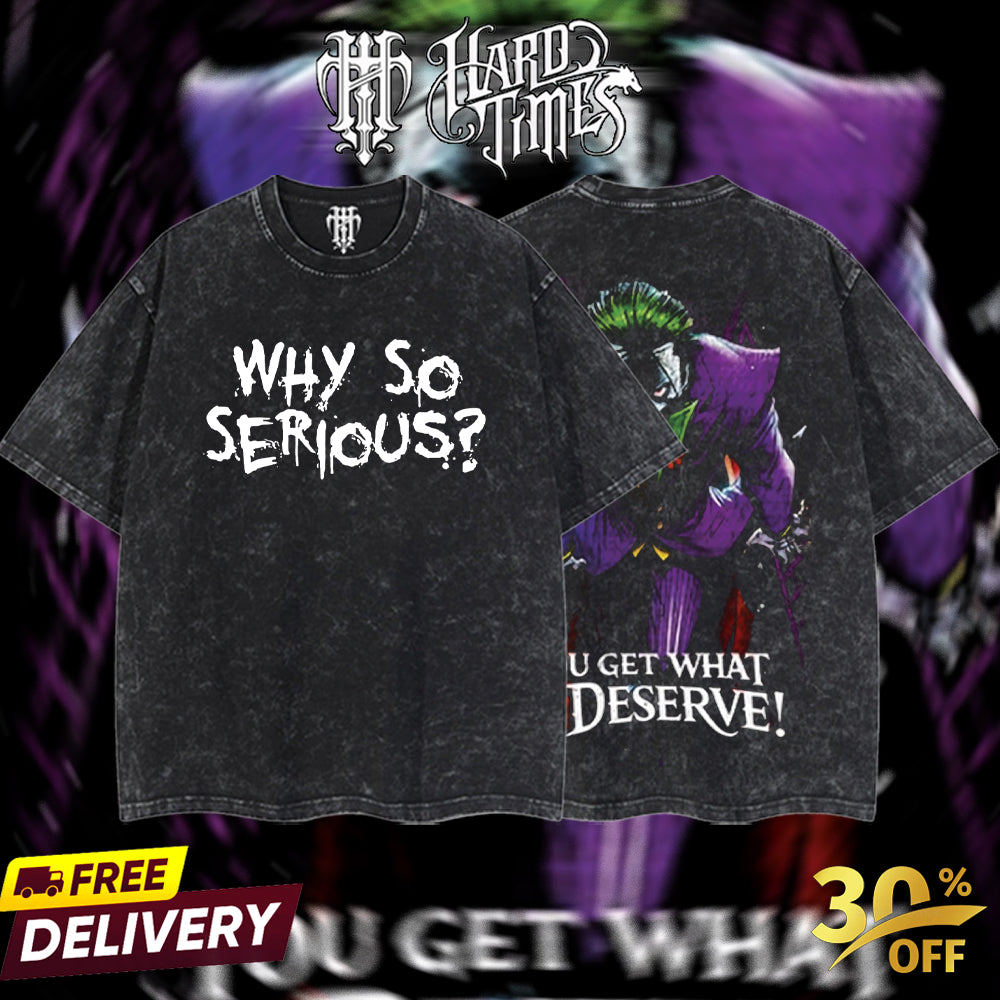 HardTimesClothing - Joker DC Retro Limited Vintage, Collection Movie Oversized Washed Tee Acid Washed Lightweight TSHIRT, Gift for him her Clothes Cotton