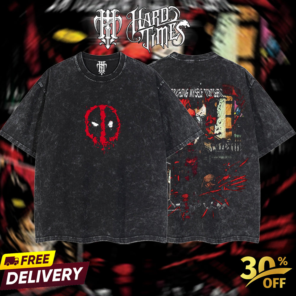 HardTimesClothing - Deadpool Marvel Retro Limited Vintage, Collection Movie Oversized Washed Tee Acid Washed Lightweight TSHIRT, Gift for him her Clothes Cotton Superhero, Super villain. (Copy)
