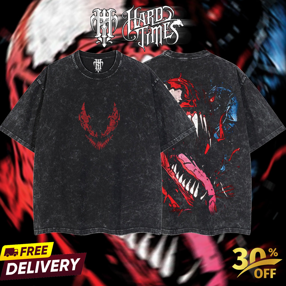 HardTimesClothing - Carnage Marvel Retro Limited Vintage, Collection Movie Oversized Washed Tee Acid Washed Lightweight TSHIRT, Gift for him her Clothes Cotton Superhero, Super villain. (Copy) (Copy) (Copy)