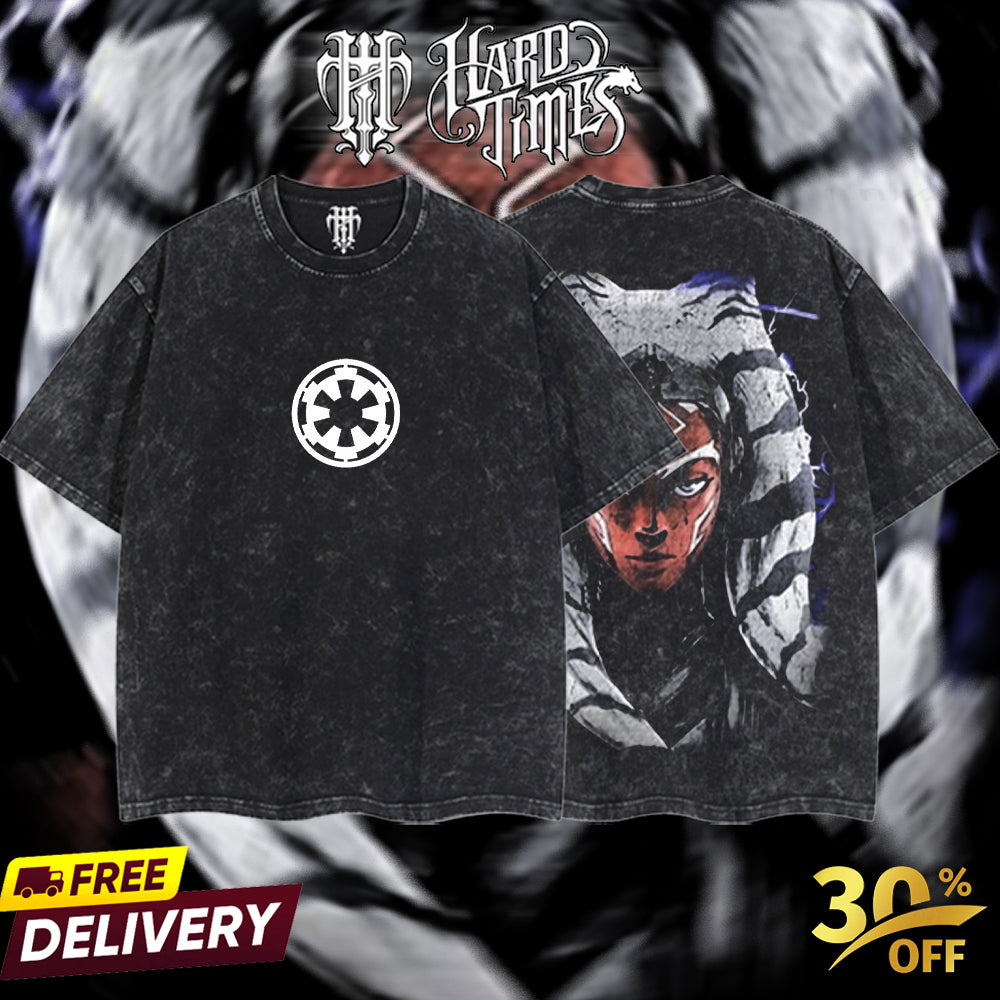 HardTimesClothing - Ahsoka Tano Galactic Republic Starwar Retro Limited Vintage, Collection Movie Oversized Washed Tee Acid Washed Lightweight TSHIRT, Gift for him her Clothes Cotton Superhero, Super villain. (Copy)