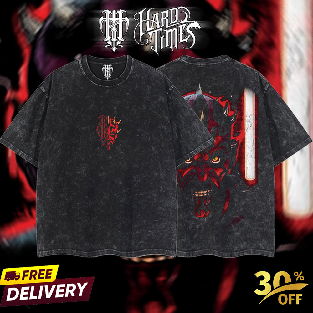 HardTimesClothing - Darth Maul Sith Order Starwar Retro Limited Vintage, Collection Movie Oversized Washed Tee Acid Washed Lightweight TSHIRT, Gift for him her Clothes Cotton Superhero, Super villain. (Copy)
