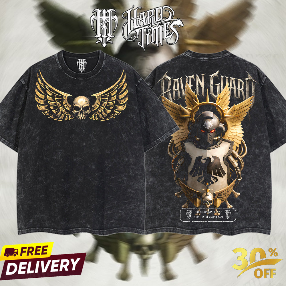 HardTimesClothing - Raven Guard Warhammer 40K From Software Collection Game Oversized Washed Tee Acid Washed Lightweight TSHIRT, Gift for him her Clothes Cotton (Copy)