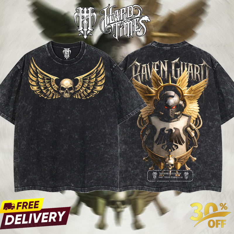 HardTimesClothing - Raven Guard Warhammer 40K From Software Collection Game Oversized Washed Tee Acid Washed Lightweight TSHIRT, Gift for him her Clothes Cotton (Copy)