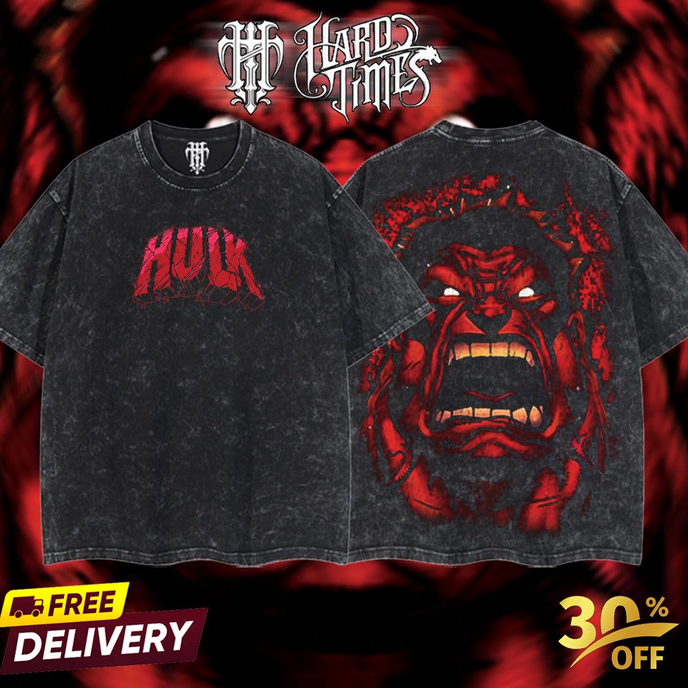 HardTimesClothing - Red Hulk Marvel Retro Limited Vintage, Collection Movie Oversized Washed Tee Acid Washed Lightweight TSHIRT, Gift for him her Clothes Cotton Superhero, Super villain. (Copy) (Copy) (Copy) (Copy) (Copy) (Copy)