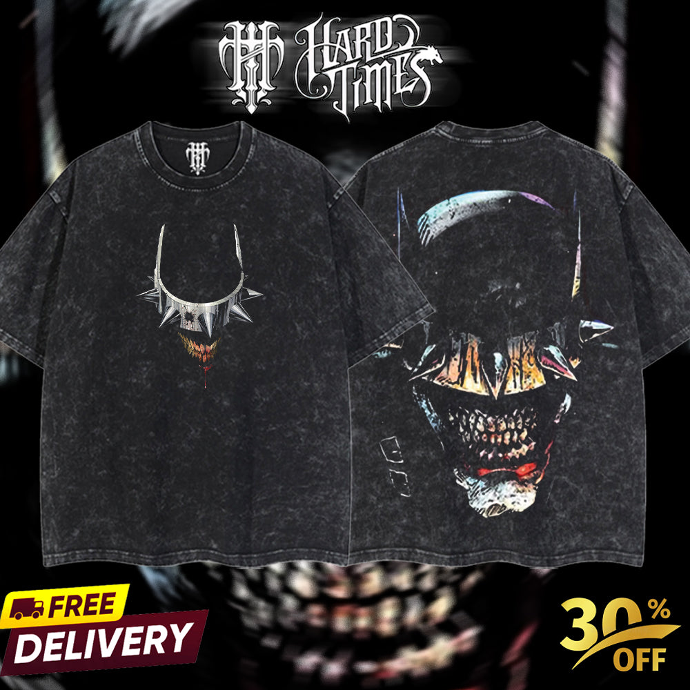 HardTimesClothing - The BatMan Who Laugh DC v1 Retro Limited Vintage, Collection Movie Oversized Washed Tee Acid Washed Lightweight TSHIRT, Gift for him her Clothes Cotton Superhero, Super villain. (Copy)
