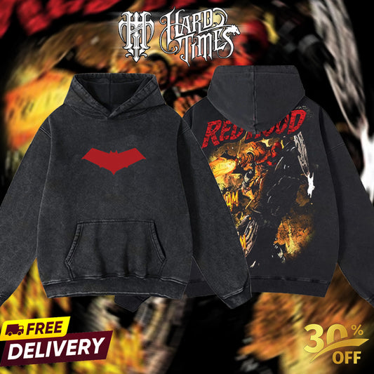 HardTimesClothing - Red Hood DC Retro Limited Vintage, Collection Movie Oversized Washed Tee Acid Washed Lightweight TSHIRT, Gift for him her Clothes Cotton Superhero, Super villain. (Copy) (Copy)