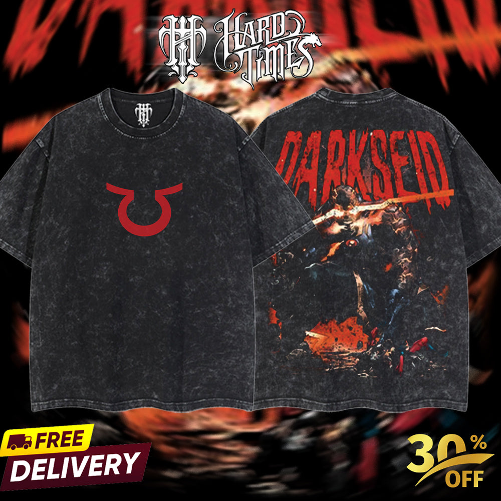 HardTimesClothing - The DarkSeid DC v1 Retro Limited Vintage, Collection Movie Oversized Washed Tee Acid Washed Lightweight TSHIRT, Gift for him her Clothes Cotton Superhero, Super villain.