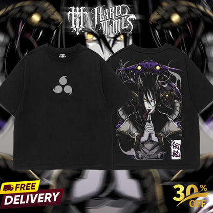 HardTimesClothing - Orochimaru Sannin Naruto Anime Limited Edition Death Reaper Seal Double Printed Oversize Lightweight Acid Washed Hoodie, graphic hoodies men streetwear (Copy) (Copy)