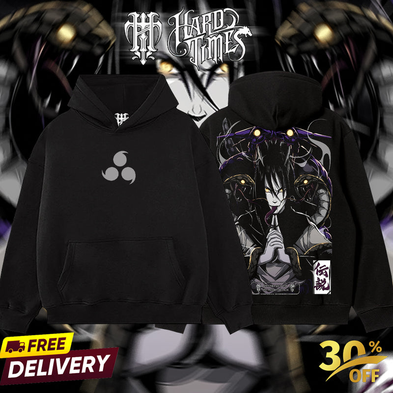 HardTimesClothing - Orochimaru Sannin Naruto Anime Limited Edition Death Reaper Seal Double Printed Oversize Lightweight Acid Washed Hoodie, graphic hoodies men streetwear (Copy) (Copy)