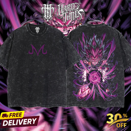 HardTimesClothing Majin Vegeta Dragonball Retro Vintage Unisex Oversize Anime Manga Acid Washed Heavyweight Cotton T-shirt, Anime Merch, Gift For Anime Fan. Menswear Oversized (Copy) (Copy) (Copy)