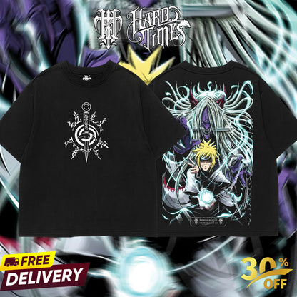 HardTimesClothing - Minato Naruto Anime Limited Edition Death Reaper Seal Double Printed Oversize Lightweight Acid Washed Hoodie, graphic hoodies men streetwear (Copy) (Copy) (Copy)