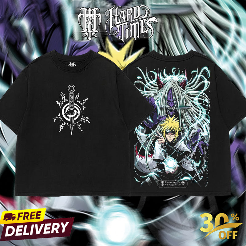 HardTimesClothing - Minato Naruto Anime Limited Edition Death Reaper Seal Double Printed Oversize Lightweight Acid Washed Hoodie, graphic hoodies men streetwear (Copy) (Copy) (Copy)