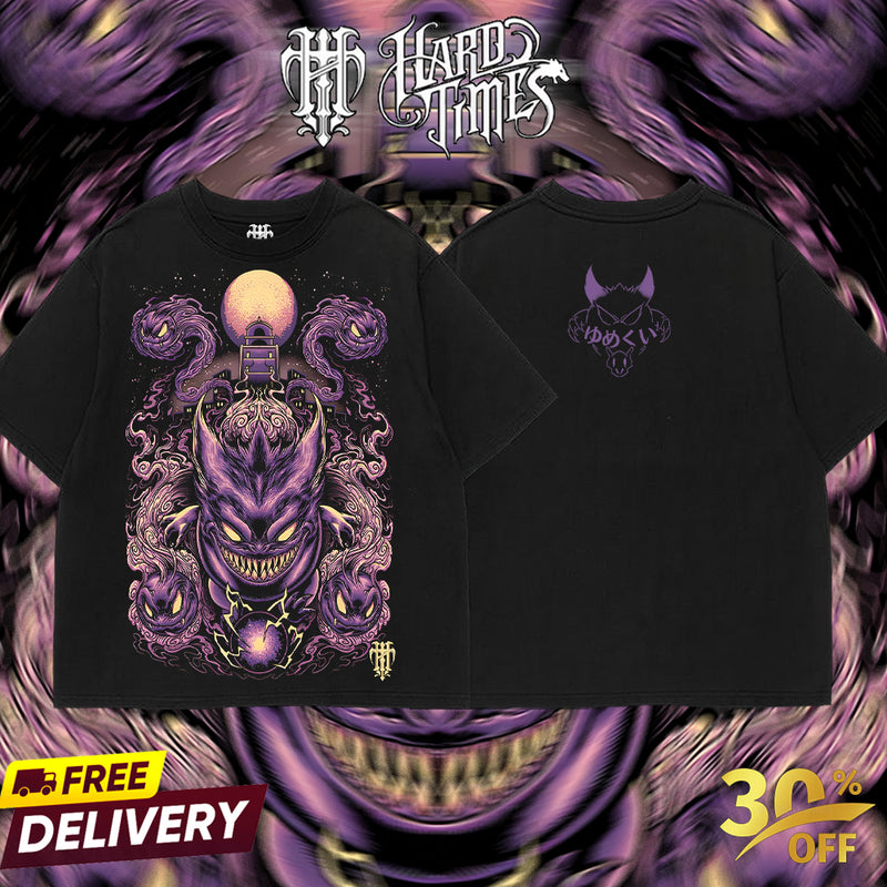 HardTimesClothing - Gengar Pokemon Retro  Oversize Anime Manga Acid Washed Heavywei shirt, Anime Merch, Gift For Anime Fan. Clothes Oversized