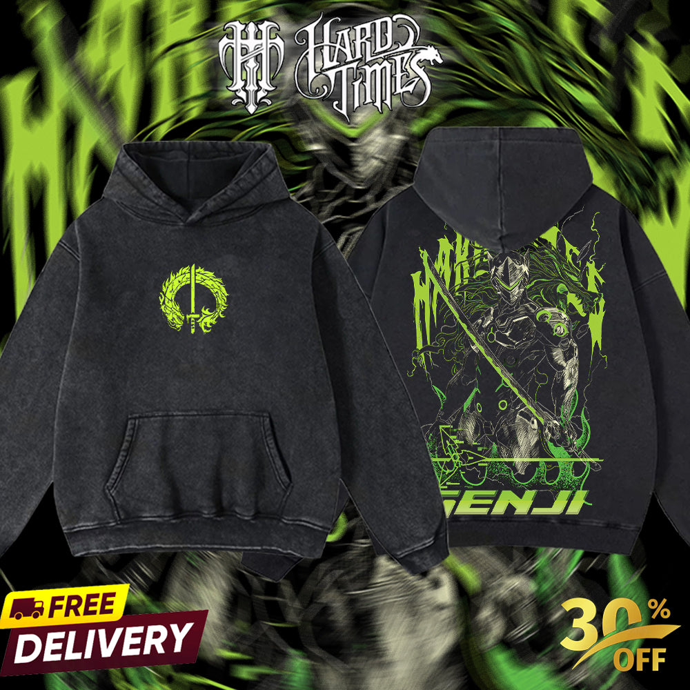 HardTimesClothing - Genji Overwatch, Blizzard Collection Game Oversized Washed Tee Acid Washed Lightweight TSHIRT, Gift for him her Clothes Cotton